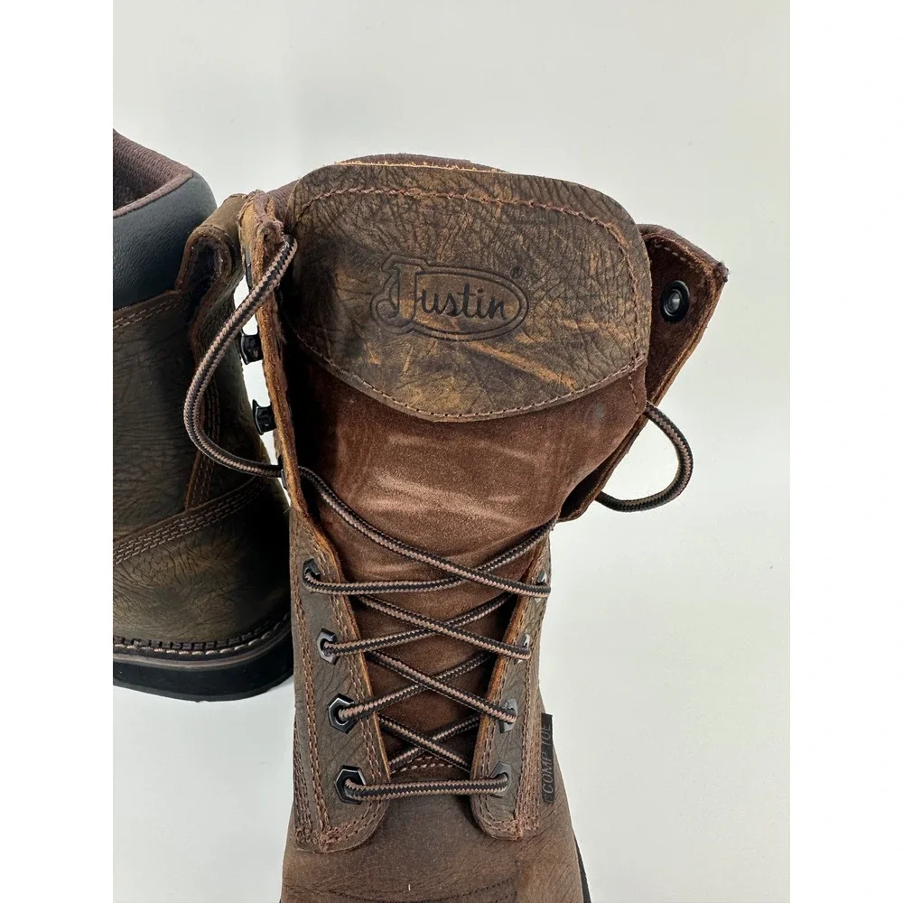 Justin Mens SE462 Leather Composite Square Toe Work Boots EH Rated Size 9.5D‎